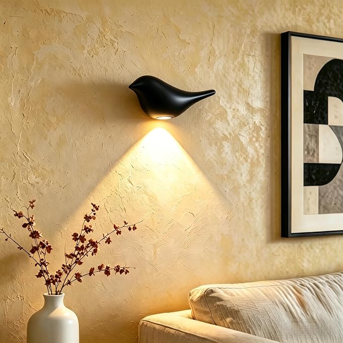 Cute Bird Night Light: Motion Sensor Lights Indoor - Magnetic Mounting & 3 Color Dimmable - One Charge Three Weeks of Worry-Free Use - 4-Pack Set (Obsidian)