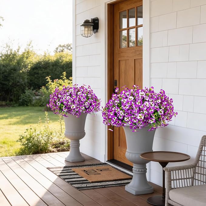 24 Pcs Artificial Fake Pansy Flowers for Outdoor,Faux Silk Plants Flowers UV Resistant Pansies Spring Flowers for Planter Front Door Porch Yard Patio Garden Window Box Home Decor(Red Lotus)