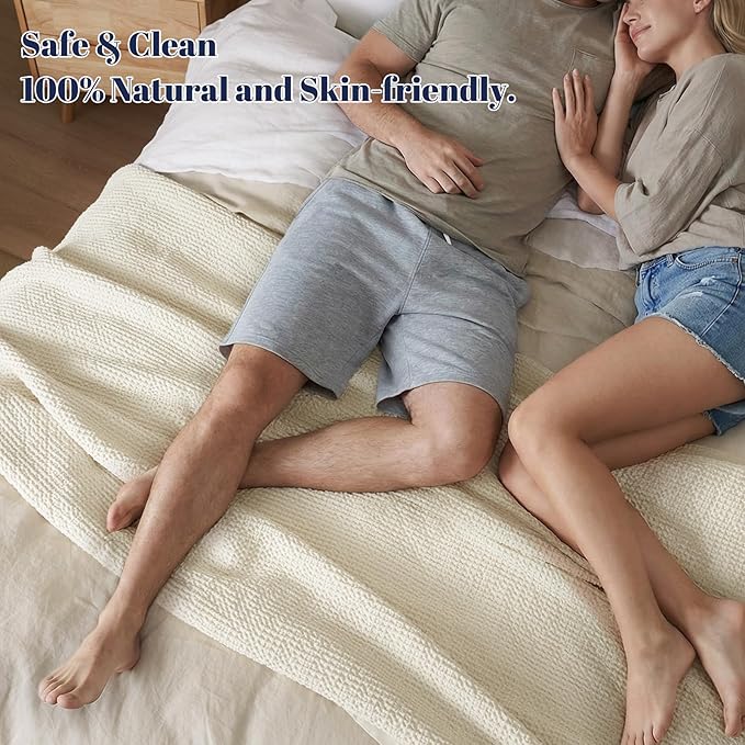 PHF Stone Washed 100% Cotton Waffle Blanket, Vintage Deep Honeycomb Texture, Breathable Thermal Blanket for Bed & Home Decor, All Season Layering - King, Undyed/Raw