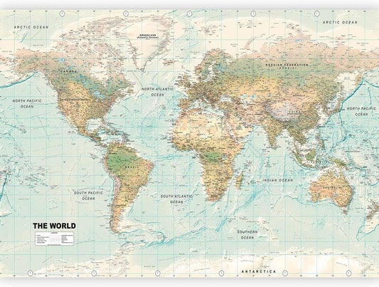 artgeist Wall Mural World Map 193x138 in - XXL Peel and Stick Self-Adhesive Wallpaper Removable Large Sticker Foil Wall Decor Print Picture Image Design Map of The World k-A-0091-a-d