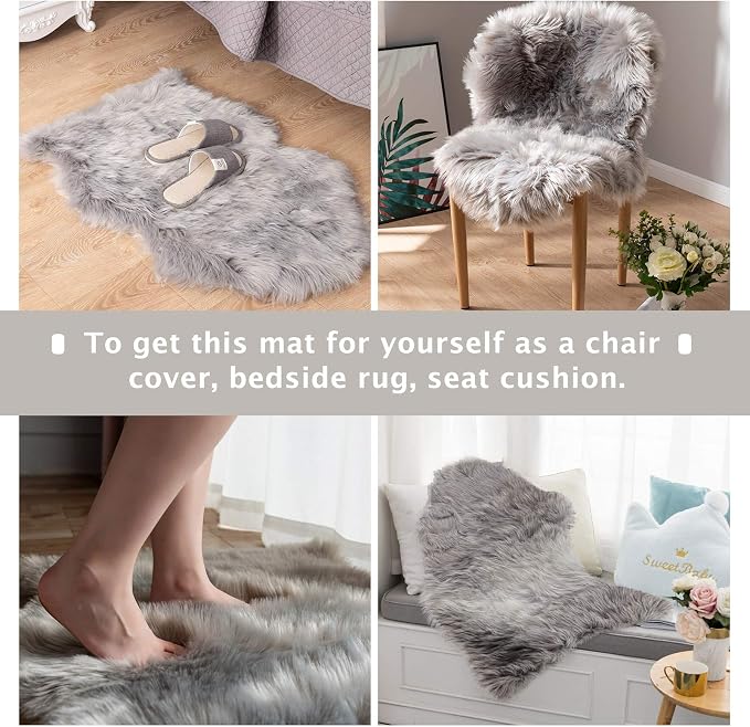 Asrug Soft Faux Fur Pet Bed Mat Plush and Fluffy Pet Pad Ultra Cozy Pet Throw Rug for Dogs Cats, Gray, 24 by 36 inches