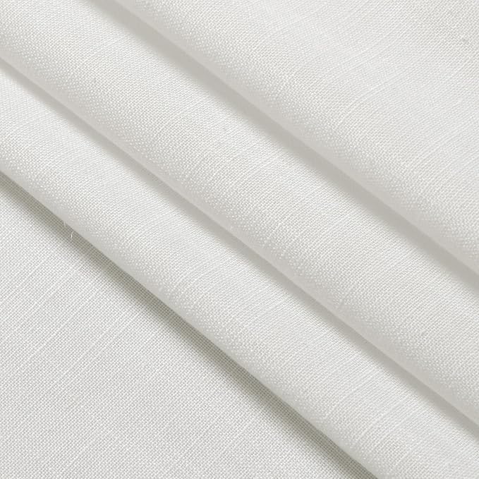 Off White Linen Curtains 80 inches Long for Bedroom Back Tab Light Filtering Privacy Sheer White Curtains Modern Farmhouse Coastal Decor White Cotton Textured Gauze Curtain 2 Panel Set 52x80