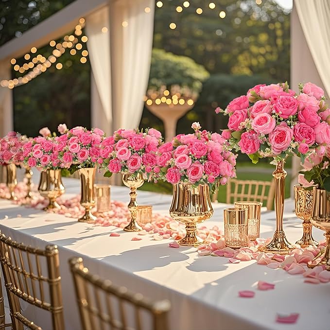 peonies artificial flowers 12 Bundles pink flowers bouquet, Lifelike Silk Fake Peonies with Stems for Home Table Centerpieces, Wedding, Party & DIY Bridal Floral Arrangements (Rose red + pink)