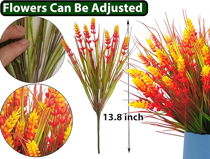 TSTWETO Artificial Plants Outdoor, 20 Pcs Fake Mums Flowers UV Resistant Outdoor Plants, Artificial Fall Flowers Plastic Faux Plants Shrubs for Home Porch Garden Yard Window Box