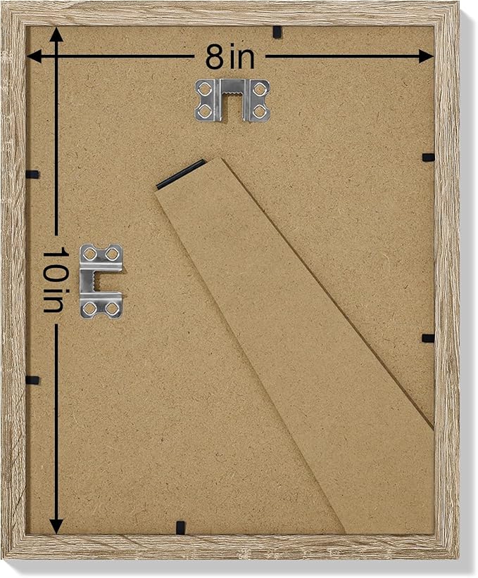 Vittanly 8x10 Picture Frames Set of 9, Shatter Resistant Plexiglass, Display 5x7 Pictures with Mat or 8x10 without Mat, Photo Frames for Wall or Tabletop, Engineered Wood, Light Wood