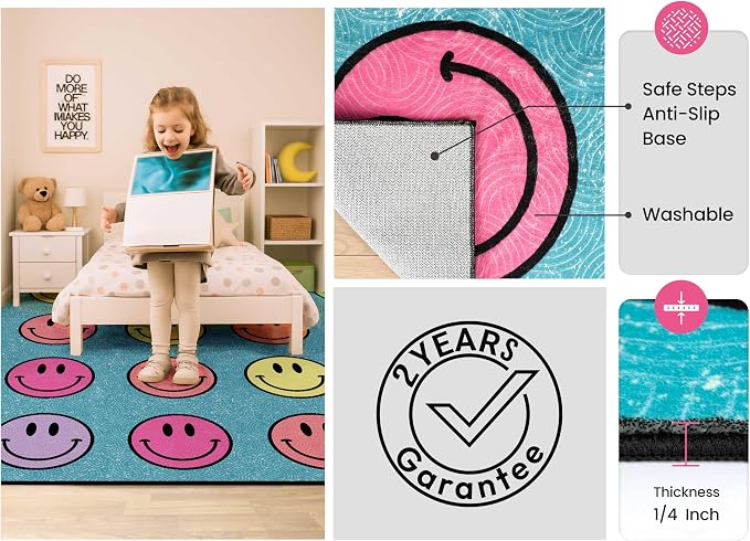 OLEEK Large Classroom Rug Elementary 6x9 - (Washable) Classroom Rugs for Kids Room - Classroom Carpet Elementary - Kids playroom Rug 6 x 9 - Preschool Rugs for Classroom - Schoolgirl Style Classroom