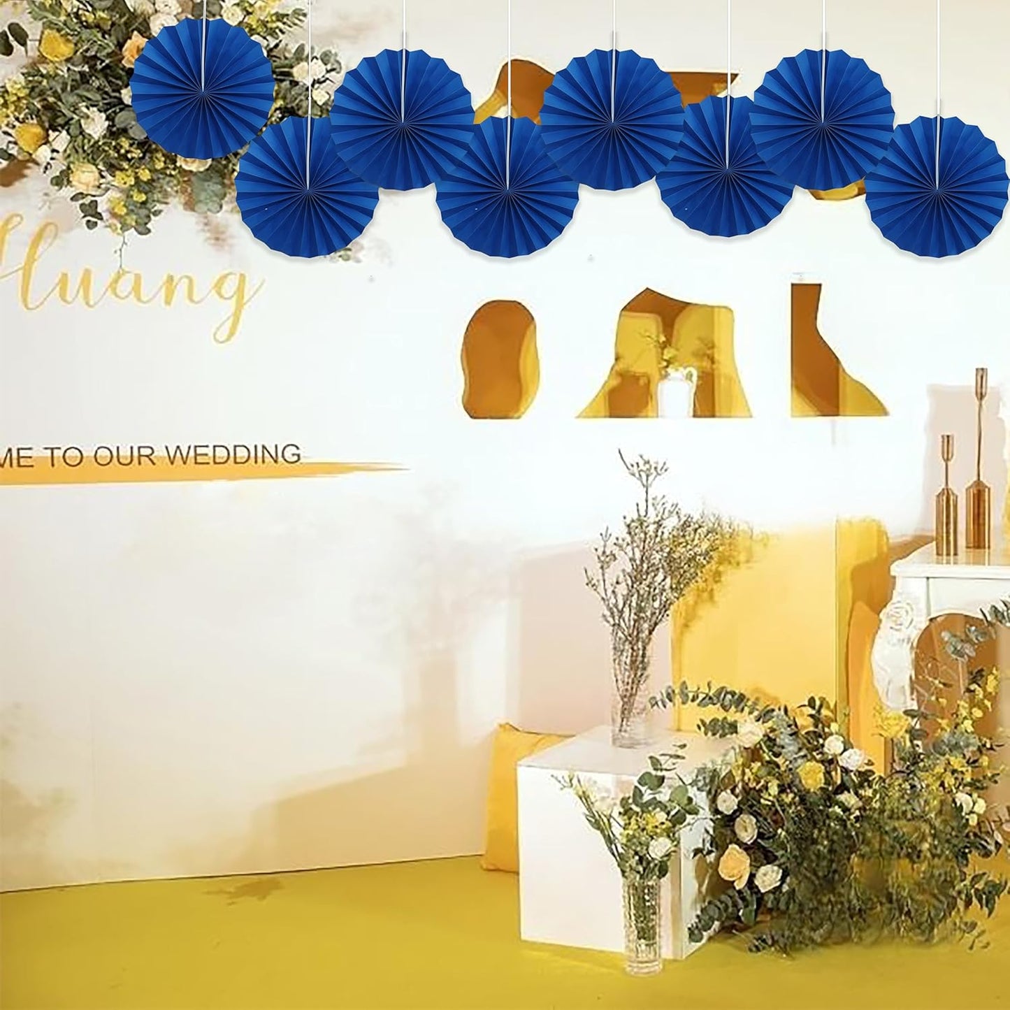 Blue Birthday Decorations,DIY Blue Paper Fans Hanging Decoration ,Party Decorations for Adults 12in, Royal Blue Birthday Decorations,Baby Shower Decorations 30 Color DIY Set (Navy Blue)