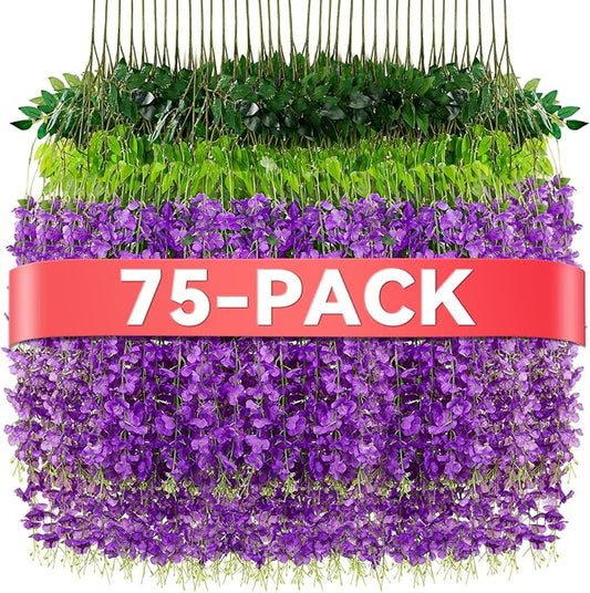 Alotiki Wisteria Hanging Flowers,Fake Hanging Flowers,Wisteria artificiales Garland for Home Wedding Arch Floral Party Garden Ceremony Outdoor Decor,3.6 feet Long(75,Purple)