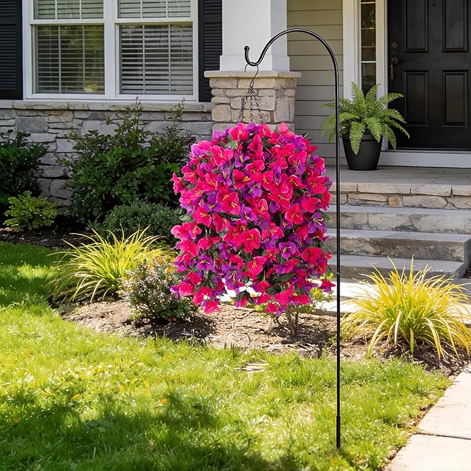3 pcs Fake Bougainvillea Artificial Hanging Flowers Basket for Outdoors Decoration Faux Hanging Flowers Plants for Outdoor Planters Silk Bougainvillea Vines for Front Door Porch Patio Garden