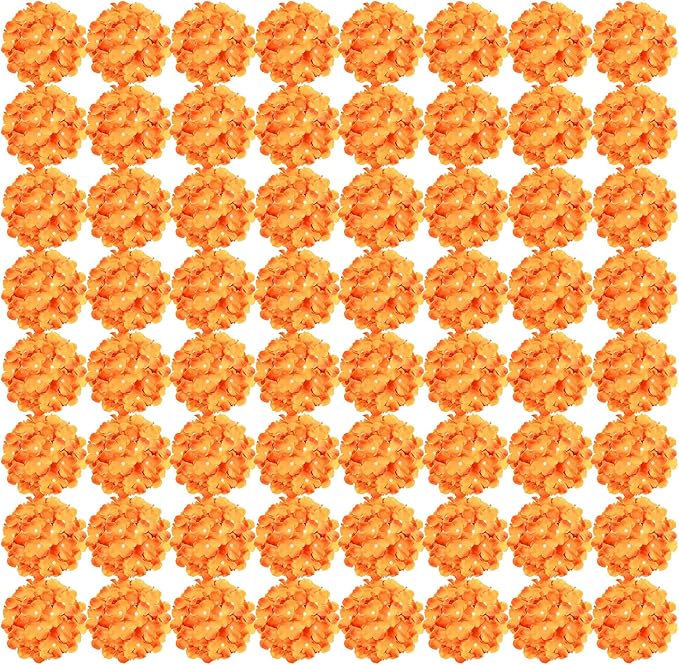 Auihiay 64 PCS Orange Hydrangea Flowers, Silk Hydrangea Artificial Flowers Heads with Stems, Artificial Hydrangea Flowers for Wedding Centerpieces, Home, Garden, Baby Shower Decoration