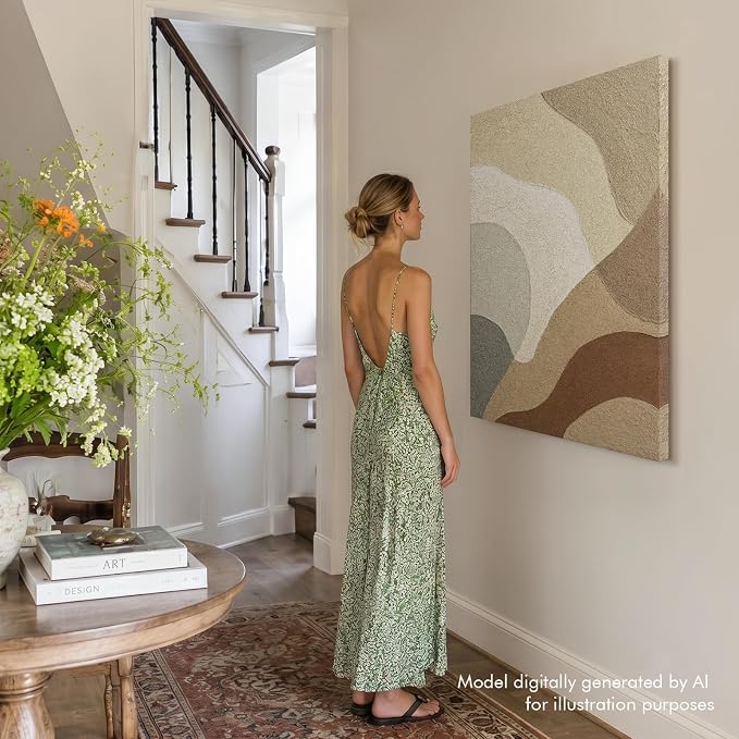 Modern Neutral Textured Abstract Wall Art, Wabi‑Sabi Minimalist Wall Decor | Large Canvas Vertical Hand‑Painted Oil Painting Artwork, Original Abstract Wall Art for Dining Room Bedroom Office Home Decor