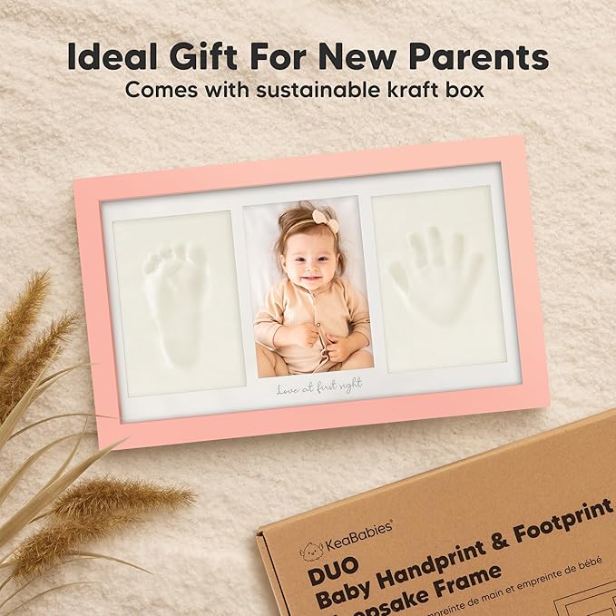 KeaBabies Baby Hand and Footprint Kit and First 5 Years Baby Memory Book Journal - Kids Prints Duo Photo Frame for Newborn - 90 Pages Hardcover First Year Keepsake Milestone Book for Boys, Girls