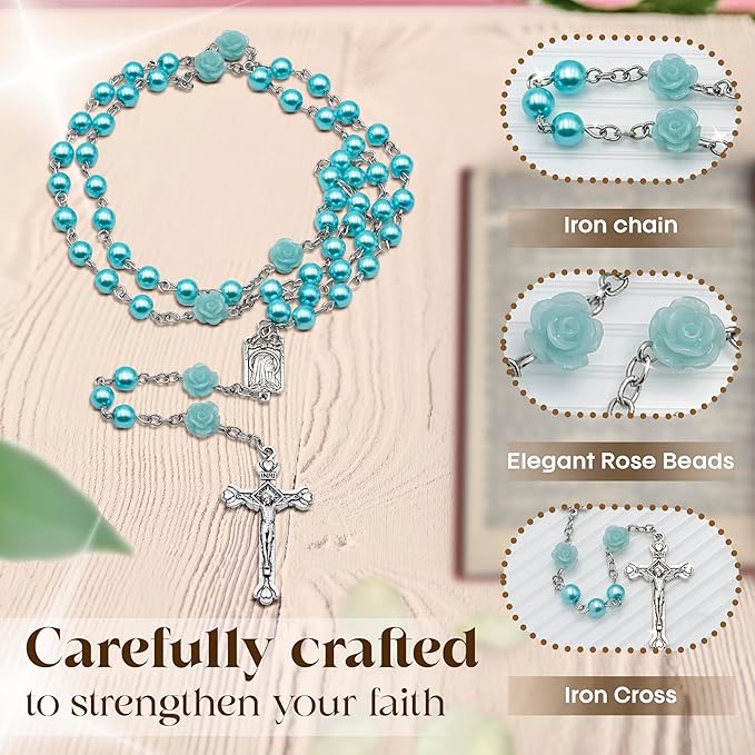 My First Rosary and Keepsake Box Set White and Blue – Catholic Baptism Gifts for Boys, Blessed First Communion Gifts for Boys or Girl, Christening from Godparents