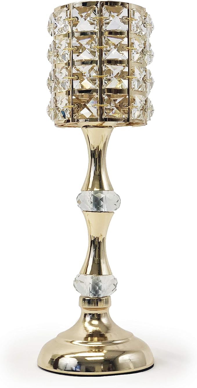 allgala 13" Crystal Gold Plated Tealight Votive Decorative Candle Holder