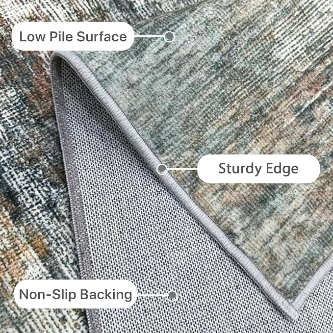 BEIMO Area Rugs 8x10 for Living Room Bedroom, Modern Abstract Machine Washable Rug, Large Soft Low Pile Floor Cover with Non Slip Backing for Dining Room, Ash Gray Brown