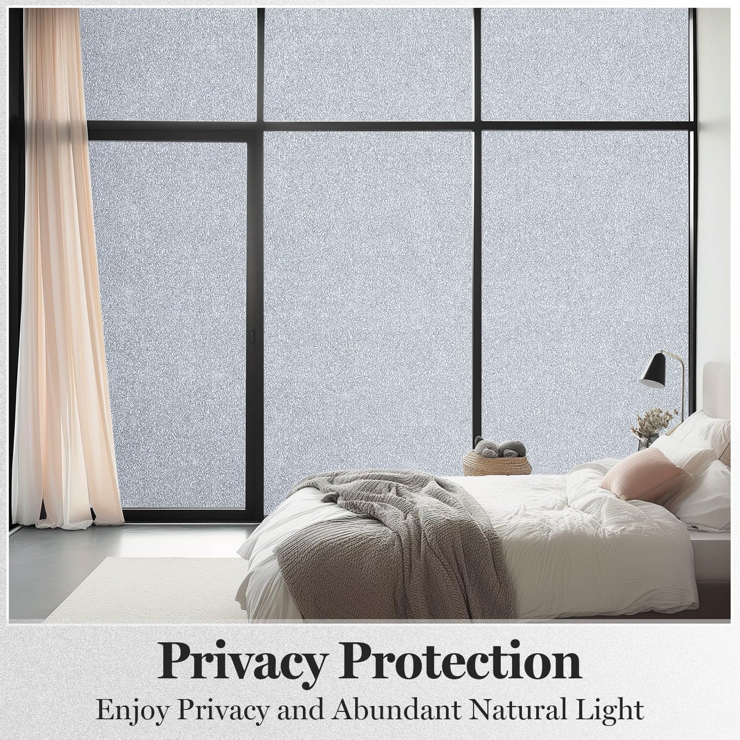 DUOFIRE Window Privacy Film, Sparkling Frosted Glass Window Film, UV Blocking Non-Adhesive Static Cling Windows Clings, No Glue Removable Windows Coverings for Home Office Bathroom, 23.6 X 78.7 inch