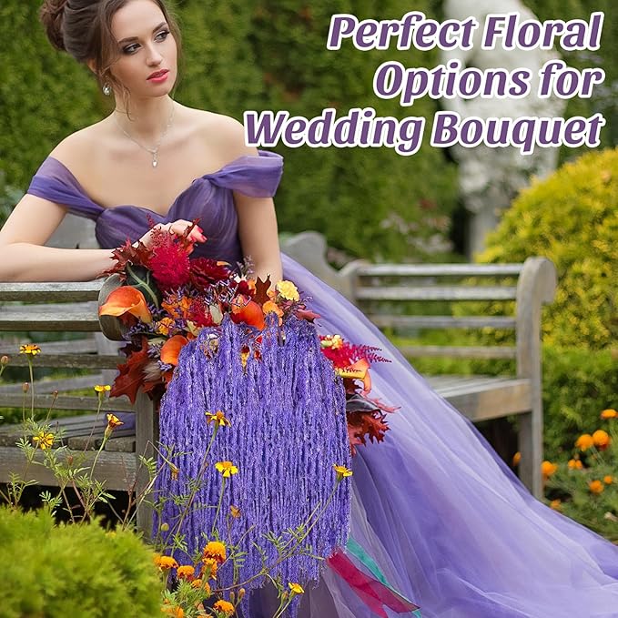 Suncalla 12 Pcs Purple Spring Natural Dried Amaranthus Hanging Flowers Amaranthus Artificial Flowers for Wedding Arch Bouquet Floral Garland Wall Home Decoration (23 Inch)
