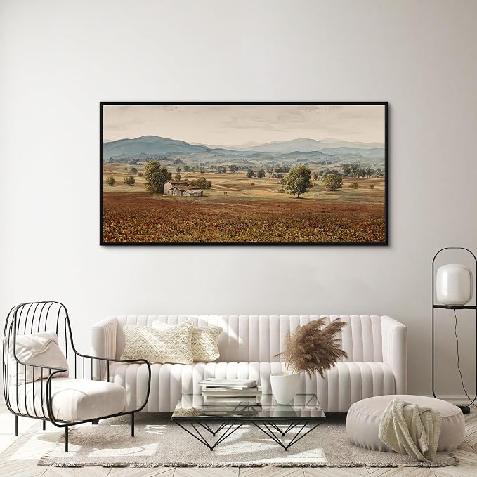 yiijeah Framed Artwork for Walls Extra Large Vintage Nature Earthy Wall Art landscape pictures Canvas Paintings Decor for Living Room Bedroom Entryway 48x24 Inches