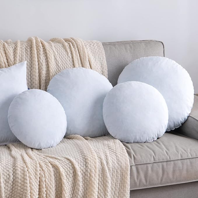 MIULEE 18 Inch Round Pillow Insert, Floor Pillow Memory Foam Circular Cushion Decorative Throw Pillow Stuffer Lumbar Sham Forms for Couch Bed Sofa Meditation