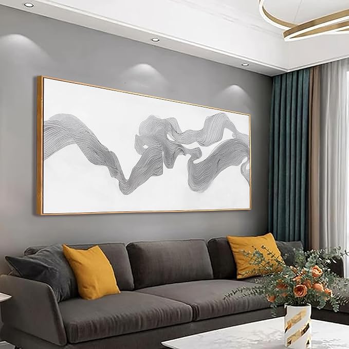 Abstract Wall Art Small Size Framed Home Artwork Decor Modern Minimalist Canvas Painting Abstract Mist Texture Art With White Background Living Room Decor For Bedroom Office Wall Decor 20"X40"