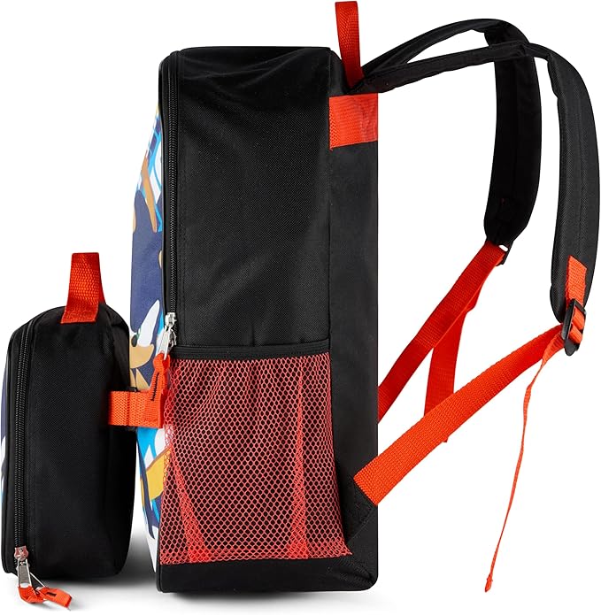 AI ACCESSORY INNOVATIONS Sonic The Hedgehog & Shadow 2 Piece Backpack Set, Boys & Girls 16" School Bag, Black