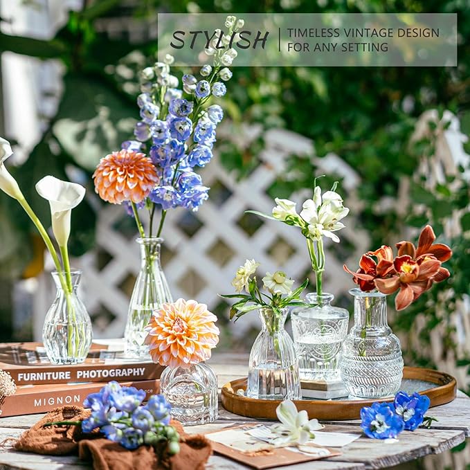 SUPMIND 16pcs Glass Bud Vase Set, Small Clear Flower Vases for Centerpieces in Bulk, Cute Mini Vintage Vase for Wedding, Home Decor, Table Decoration