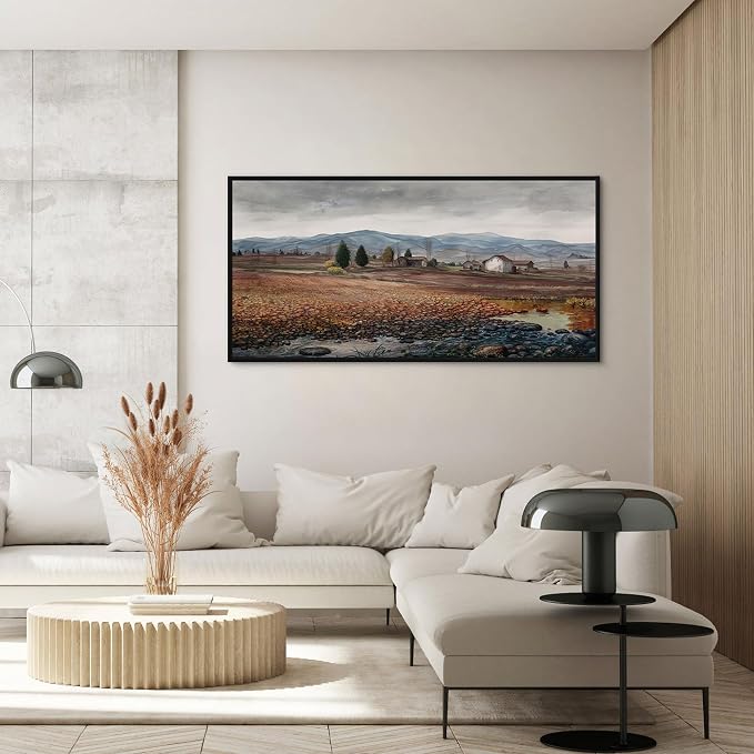 yiijeah Framed Artwork for Walls Extra Large Vintage Nature Earthy Wall Art Scenic Canvas Paintings Decor for Living Room Bedroom Entryway 48x24 Inches
