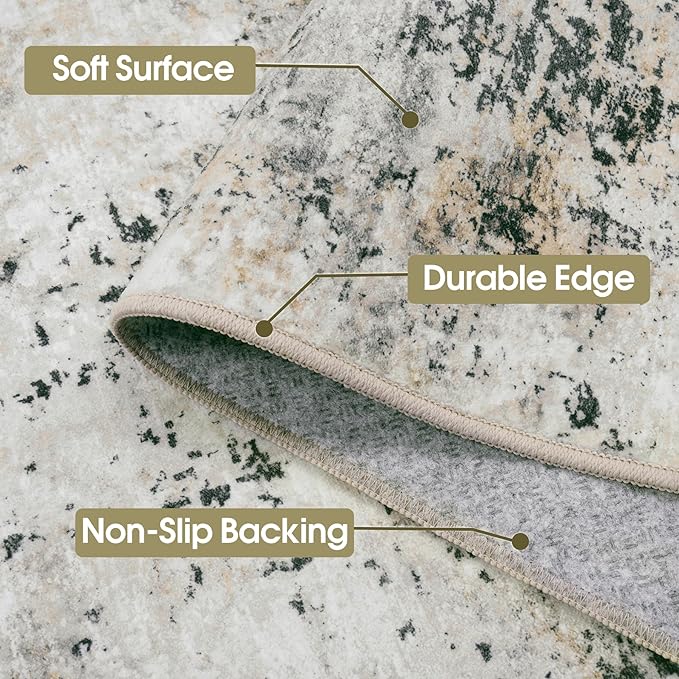 10x14 Area Rugs Living Room Rugs: Large Washable Rug with Anti-Slip Backing Non-Shedding Stain-Resistant Soft Abstract Carpet for Bedroom Dining Room Nursery Home Office Black Grey Brown