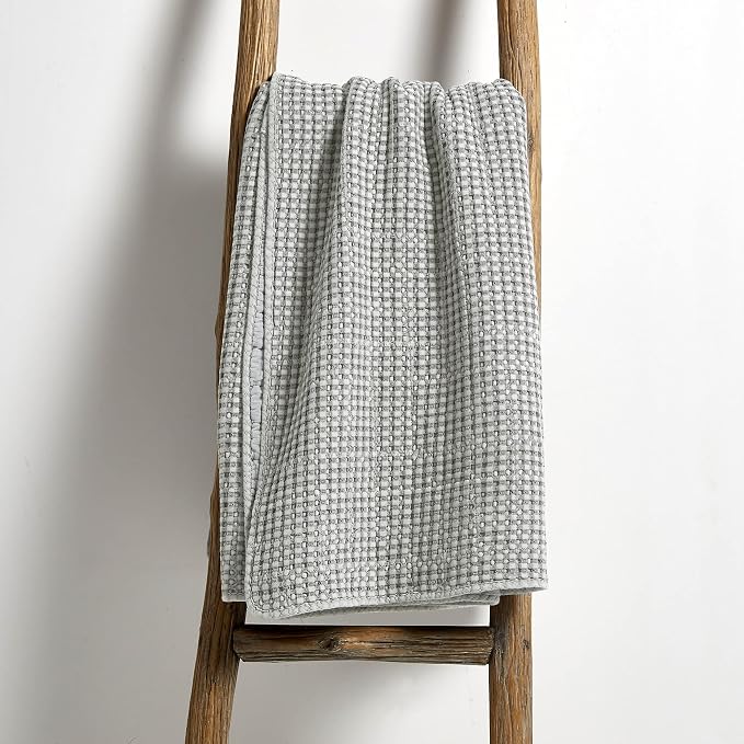 Levtex Home - Mills Waffle - Throw - Grey Cotton Waffle - Throw Size 50 x 60in.