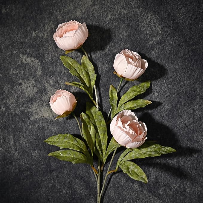 Waipfaru 6 Pcs Faux Peonies Artificial Flowers for Vase, 27" Fake Silk Peonies Flowers for Wedding, Vase Filler Champagne Flowers for DIY Bouquets Centerpieces Bridal Shower Office Decor