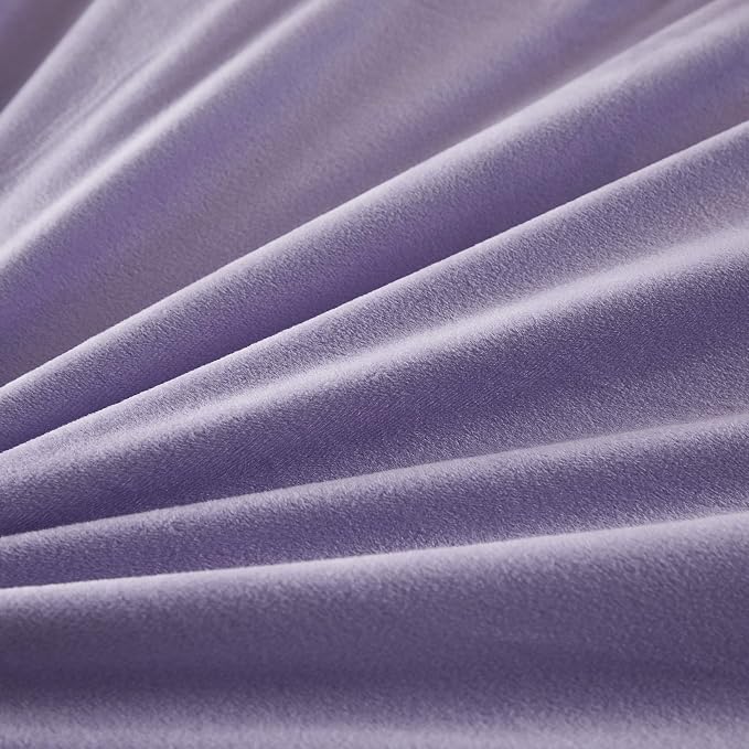 Faux Fur Velvet Fluffy Bedding Duvet Cover Set Down Comforter Quilt Cover with Pillow Shams, Ultra Soft Warm (Lilac, King)