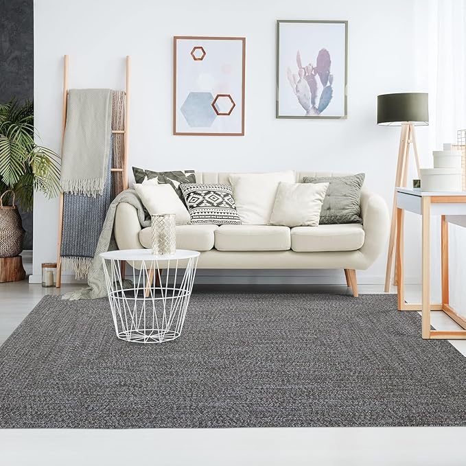 Superior Large Indoor/Outdoor Area Rug, Multi-Tone Reversible Braided Floor Decor for Patio, Front Porch, Entryway, Living Room, Office, Nursery, Artistic Home, 3' x 5', Canvas-White