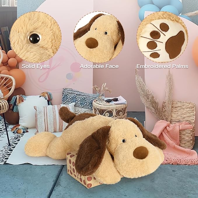 MorisMos 32 Inch 5Lbs Weighted Dog Stuffed Animals, Giant Large Weighted Stuffed Dog Plush Puppy Pillow for Adults Kids, Teens, Girls, Boys