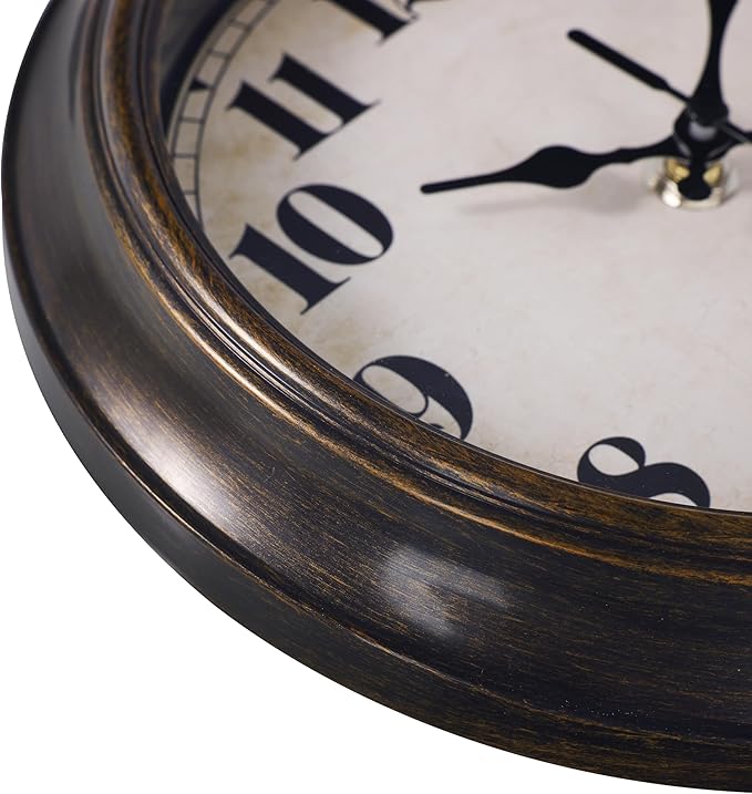 Yoiolclc Vintage Wall Clock 8 Inch Retro Silent Small Wall Clocks Battery Operated for Kitchen Bathroom Bedroom Home Decor (Bronze)