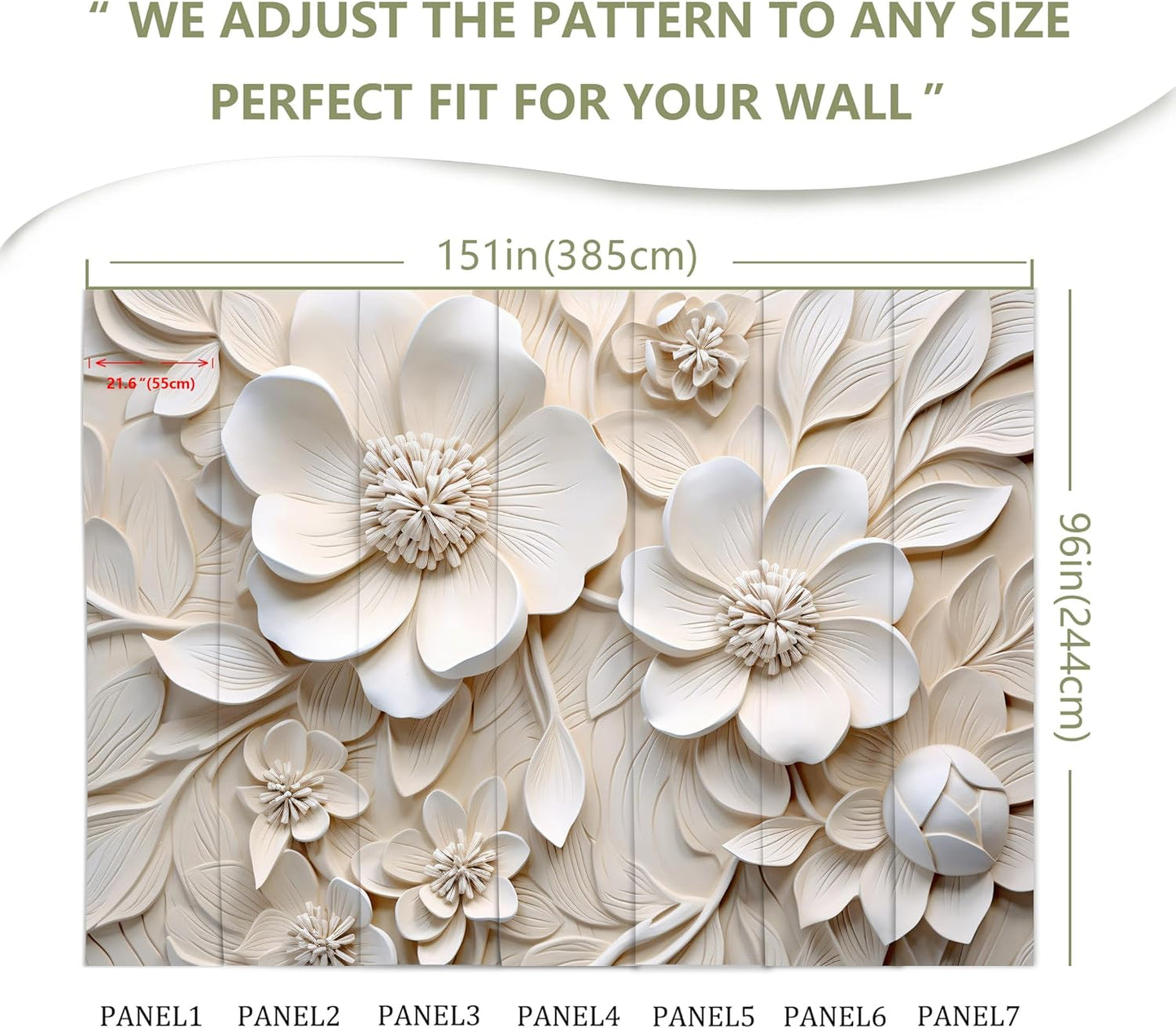 3D Relief Floral Wall Mural Wallpaper for Living Room Bedroom (Not Peel n' Stick)