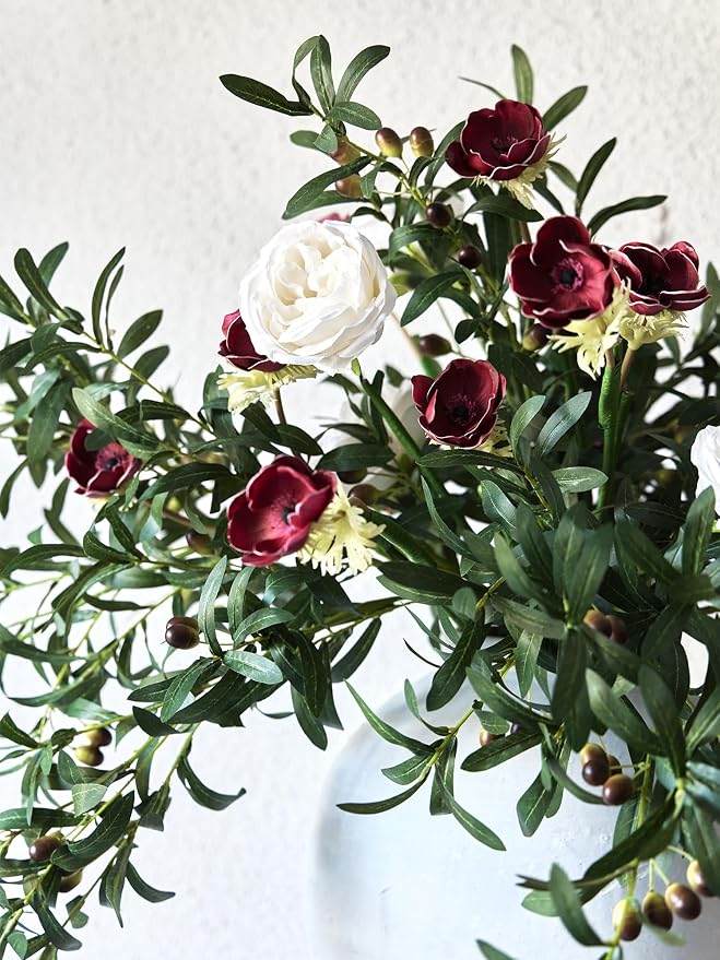 MISSPIN Artificial Flowers with Greenery Stems Faux Plants Indoor Branches for Tall Vase Ultra-Realistic, 12 Pcs Wedding Centerpieces, Home Decor & DIY Bouquets