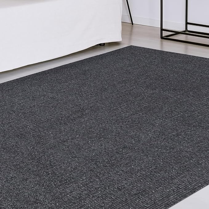 Superior Indoor Outdoor Area Rug, Handwoven Reversible Braided Home Decor for Living Room, Kitchen, Dining Room Floors, Patio, Front Porch, Deck, Modern, Boho, Farmhouse Style, 8' x 10' Oval, Charcoal