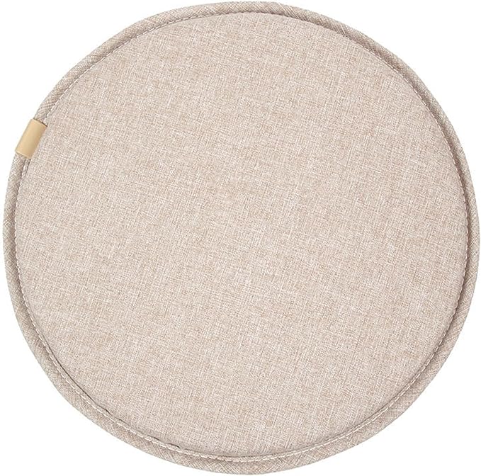 Round Seat Cushion with Ties Breathable Bar Stool Cushion Cover Tatami Pillow Kitchen, Home, Office Chair Cushion Cover (14 inch, Beige)