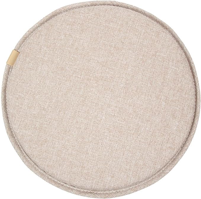 Round Seat Cushion with Ties Breathable Bar Stool Cushion Cover Tatami Cushion Pillow Kitchen, Home, Office Chair Cushion Cover (18 inch, Beige)