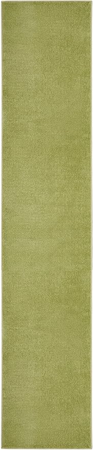 Nourison Home Nourison Essentials Green 2'2" x 20' Area Rug - Easy Clean, Non Shedding, Bed Room, Living Room, Dining Room, Kitchen (20' Runner)