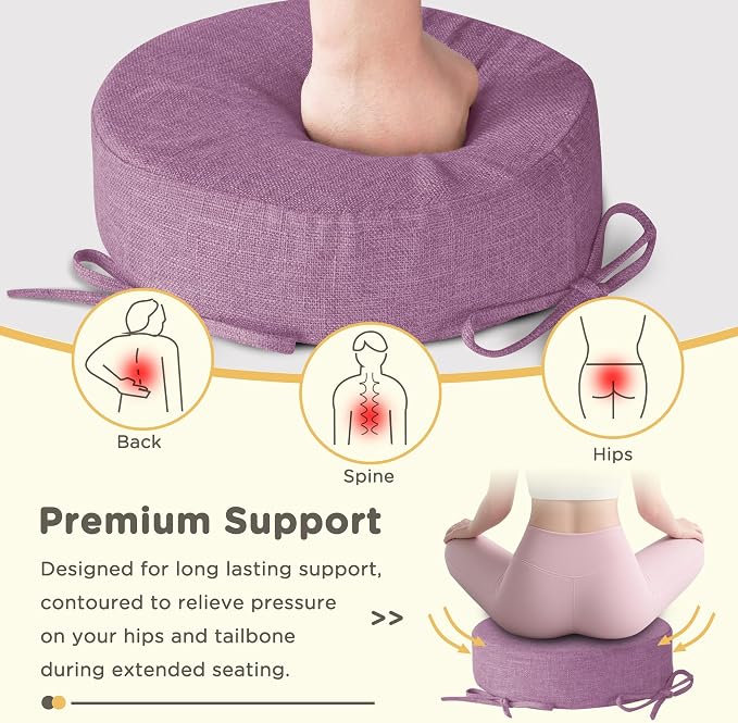 Bar Stool Cushions Round 3" Thick Round Seat Cushions for Chairs 4 Pack Non Slip Bistro Chair Pads with Machine Washable Cover (12 Inch, Purple)
