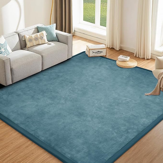 Baby Play Mat for Floor Nursery Rug Muscle Mat Area Rug Playroom Rug 79"x110" Playpen Mat Elastic Foam 1.3" Thick Crawling Mat for Babies,Toddlers, Infants, Kids,Indigo