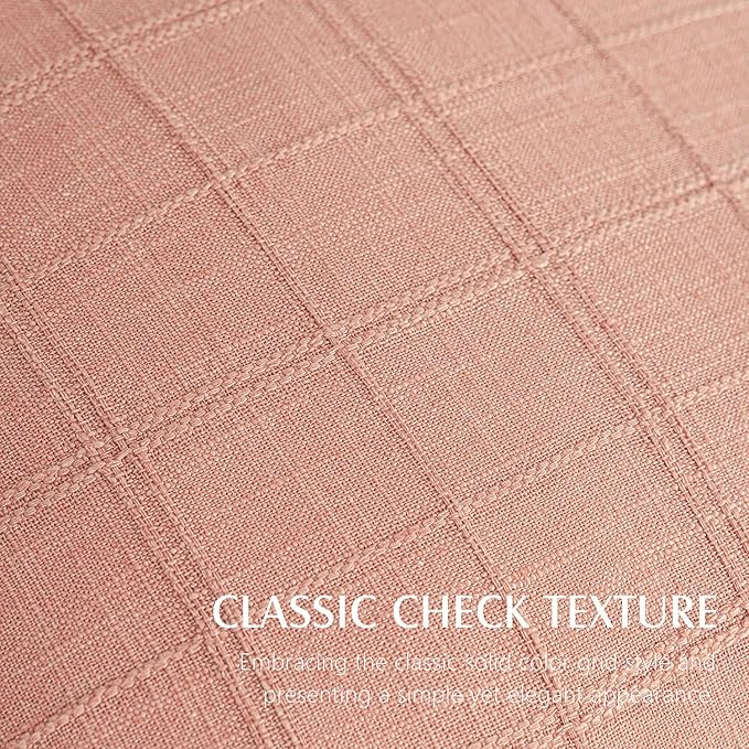 Foindtower Set of 2 Decorative Linen Check Throw Pillow Covers Neutral Farmhouse Lumbar Cushion Covers Modern Boho Accent Home Decor for Sofa Chair Couch Bedroom Living Room,12×20 Inch,Coral Pink