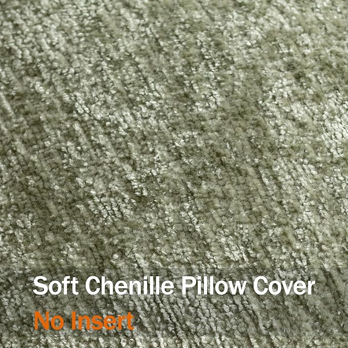 DEZENE Pack of 2 Sage Green Christmas Decorative Throw Pillow Covers 20x20 Cozy Soft Chenille Accent Vintage Square Couch Pillow Covers for Home Decor Bed Sofa Living Room