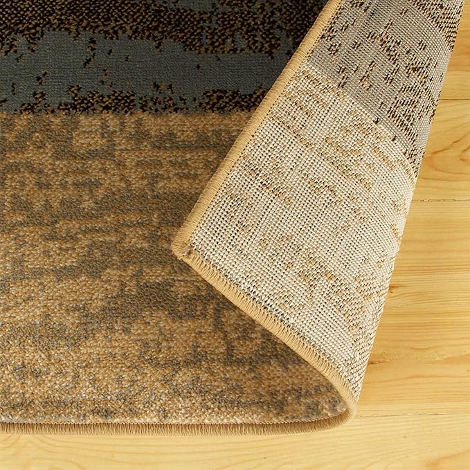 Superior Indoor Area Rug, Jute Backed, Modern Geometric Patchwork Floor Decor for Bedroom, Office, Living Room, Entryway, Hardwood Floors, Rockwood Collection, 3' x 5', Light Blue-Beige