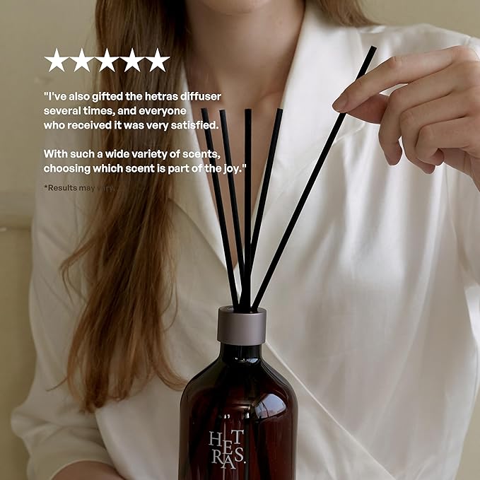 hetras Premium Reed Diffuser Set 16.9 fl.oz. 1 Pack | Jeju Saryeoni Forest - Citrus & Greenery Scent | Long-Lasting Luxury Fragrance with 10 Reed Sticks for Home & Office | Gifts for Loved One