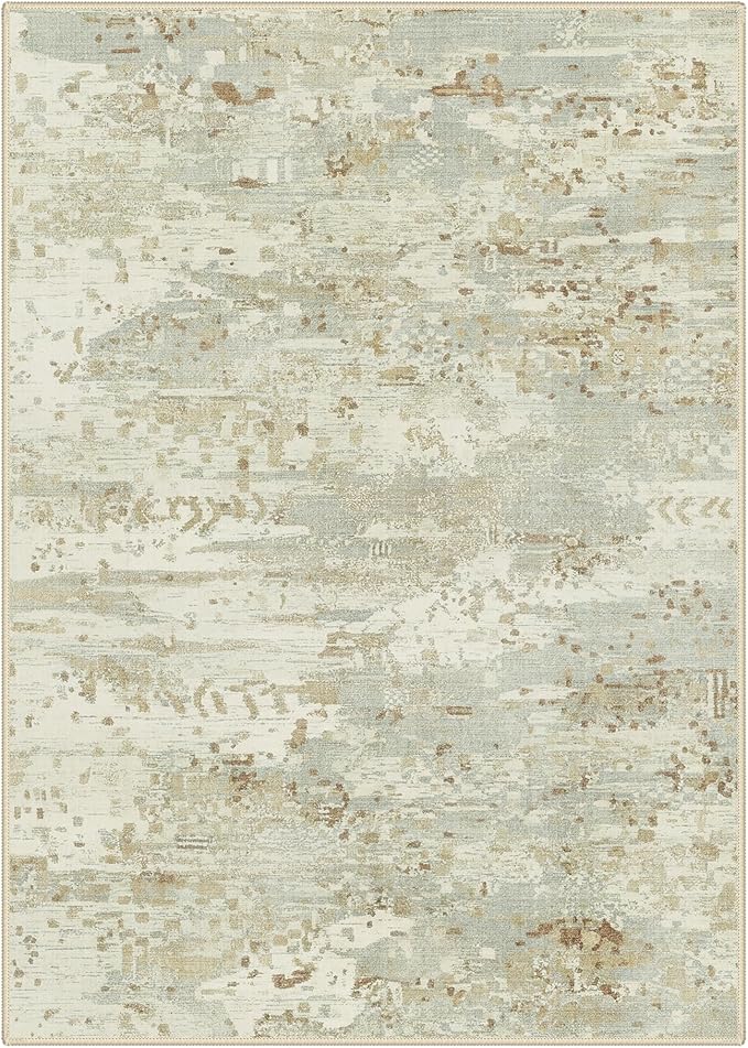 BEIMO Area Rugs 5x7 for Living Room Bedroom, Modern Abstract Machine Washable Rug, Large Soft Low Pile Floor Carpet with Non Slip Backing for Dining Room, Beige