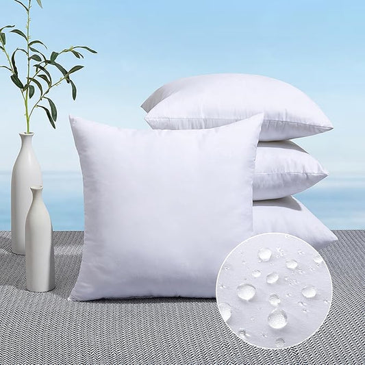 MIULEE Pack of 4 17x17 Outdoor Pillow Inserts, Water-Resistant Throw Pillow Inserts Decorative Premium Square Pillow Stuffer Sham for Porch Swing Couch Sofa Cushion Patio Furniture