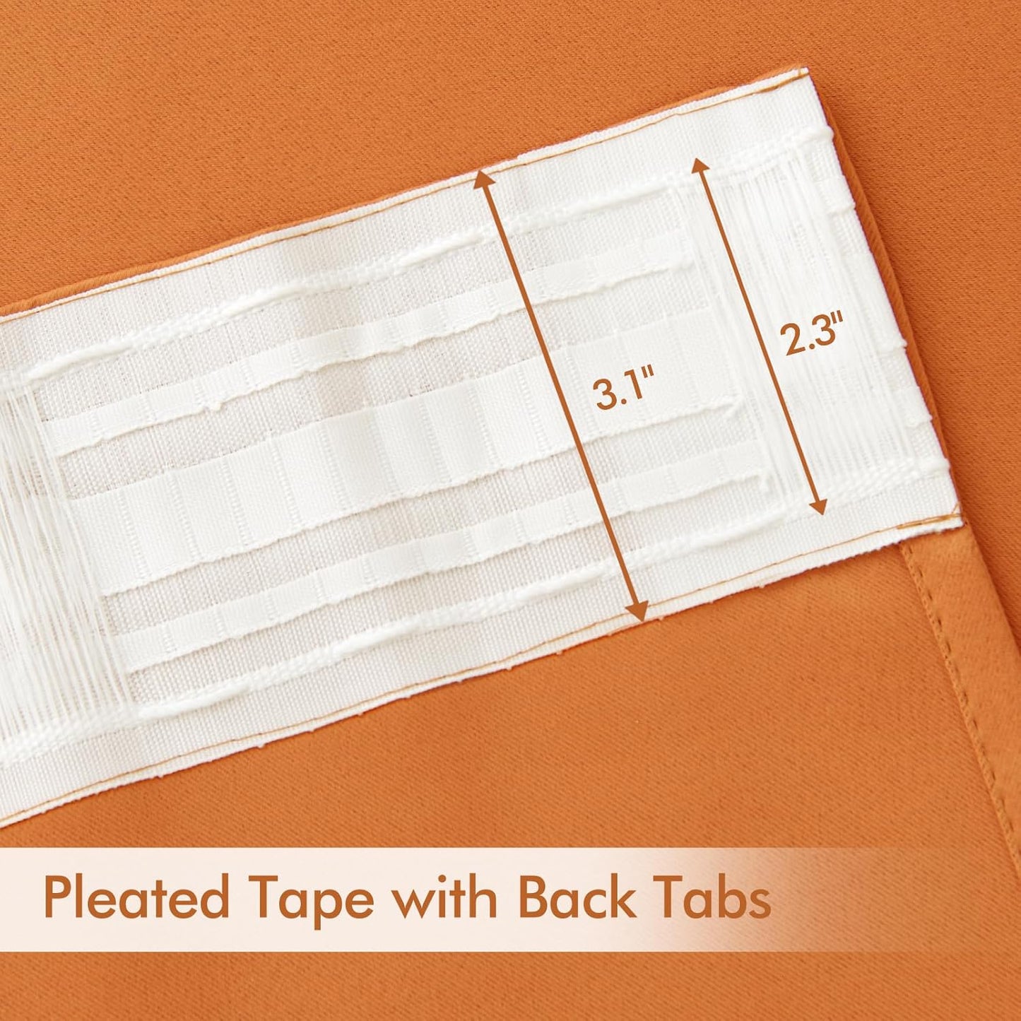 MIULEE Orange Back Tab Blackout Curtains 90 Inch Long 2 Panels Set for Living Room Bedroom Privacy, Rod Pocket/Pinch Pleated Fall Thermal Insulated Room Darkening Light Blocking Curtain, 52 x 90 Inch