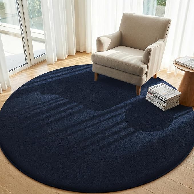 Sour Lemon 4ft Round Rugs for Bedroom, Circle Area Rugs for Living Room, Soft Fluffy Shaggy Carpet for for Living Room Playroom Kids Room Home Decor Aesthetic